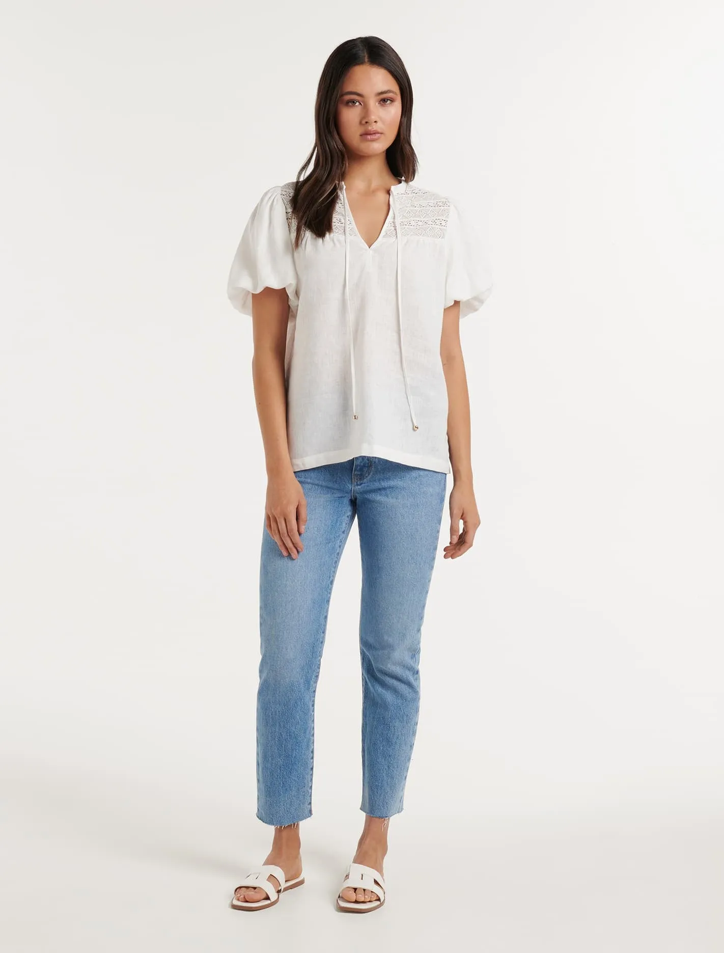 Aida Chevron Linen Top