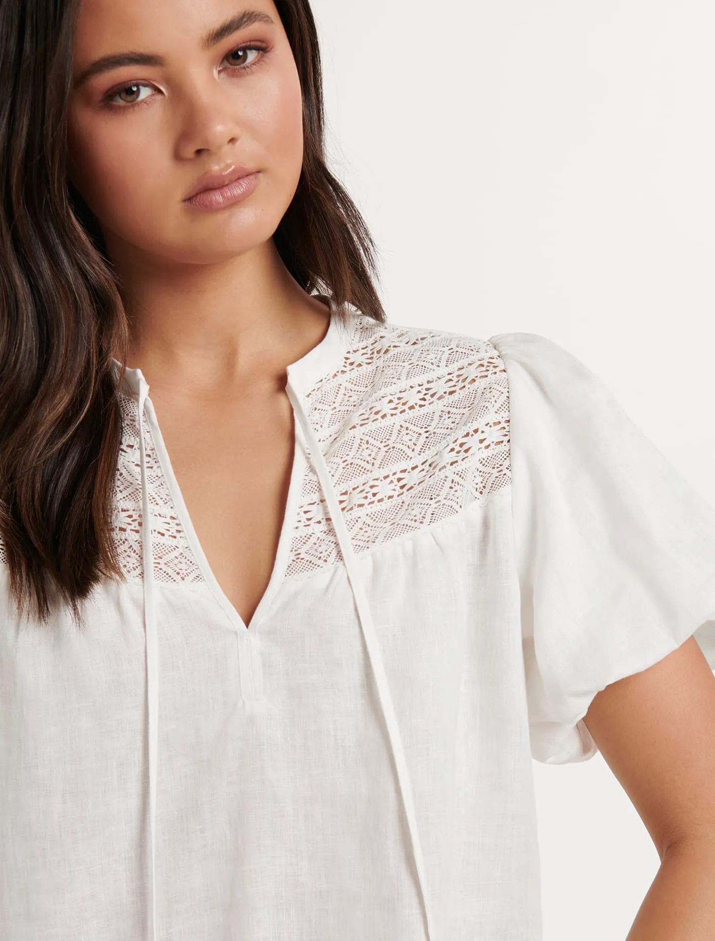 Aida Chevron Linen Top