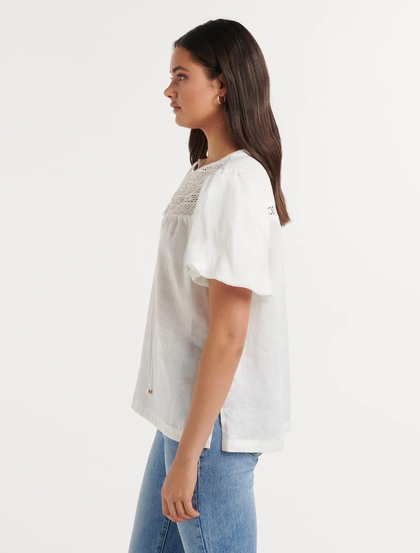 Aida Chevron Linen Top