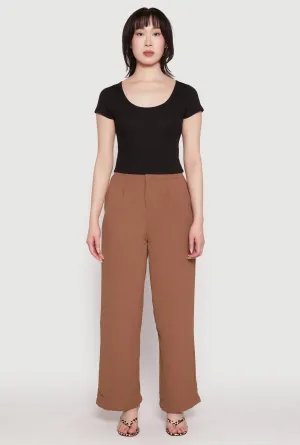 Airy Crepe Knit Wide Leg Dress Pants