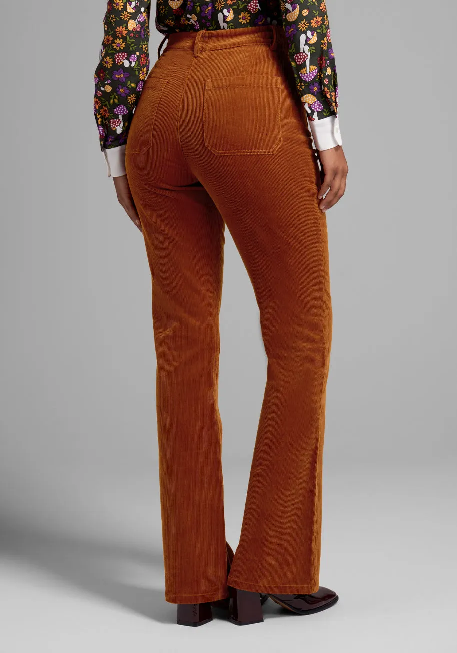 All Aboard For Corduroy Flare-Leg Pants
