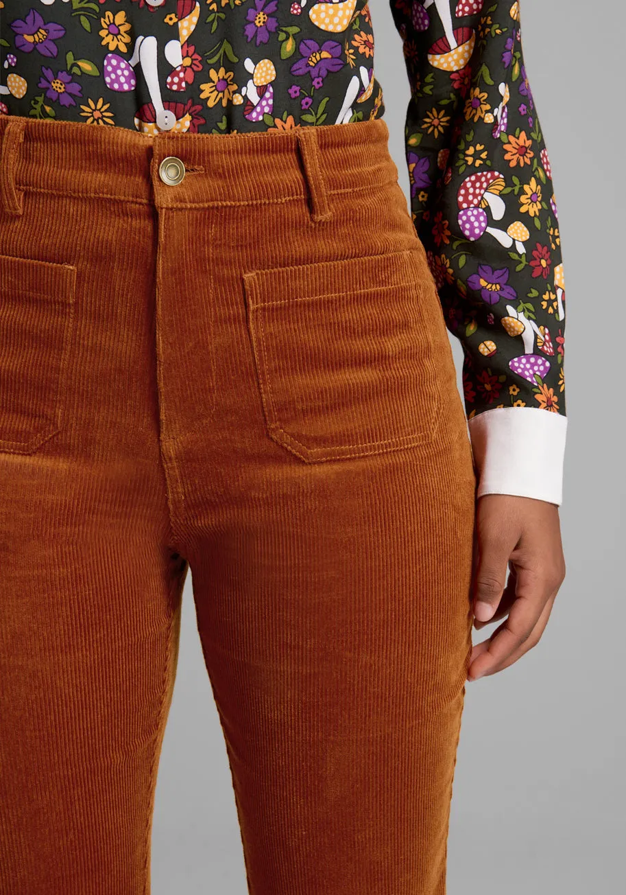 All Aboard For Corduroy Flare-Leg Pants