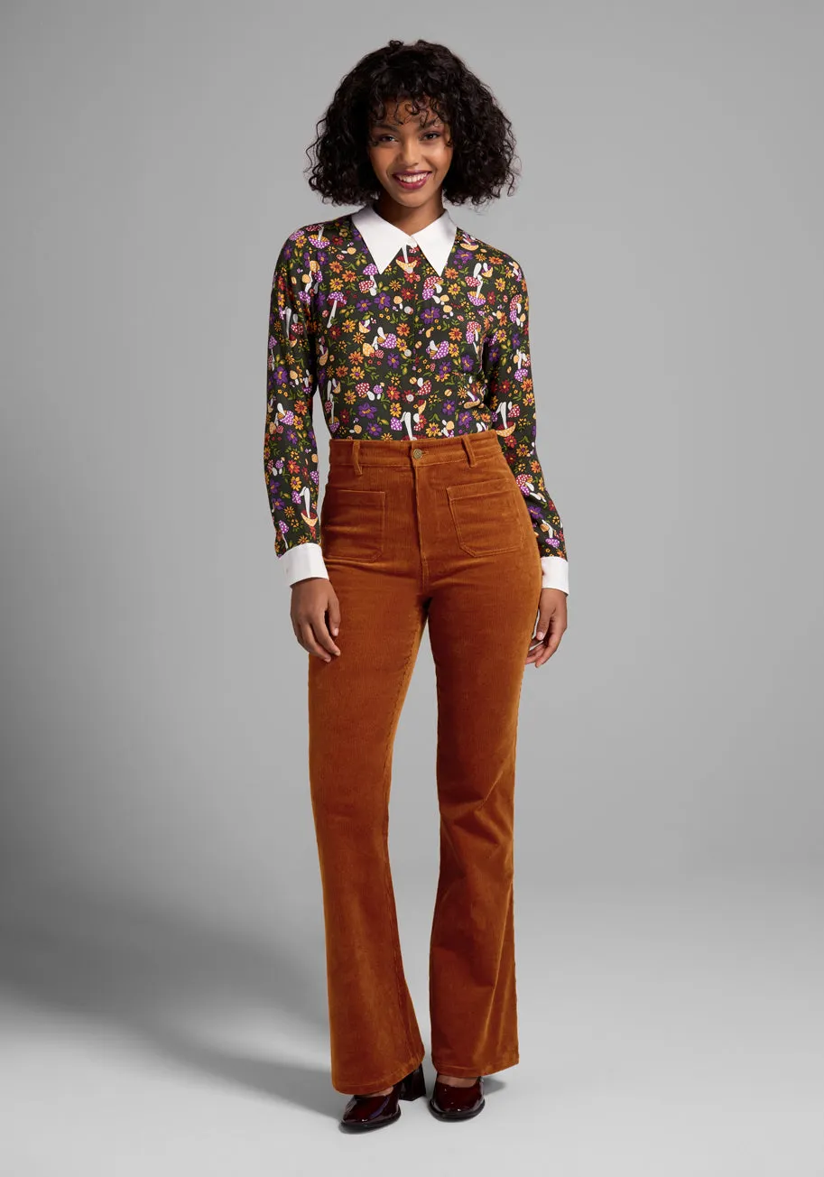 All Aboard For Corduroy Flare-Leg Pants