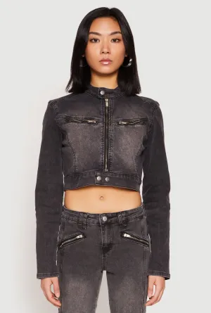 Almost Famous Denim Moto Cropped Jacket