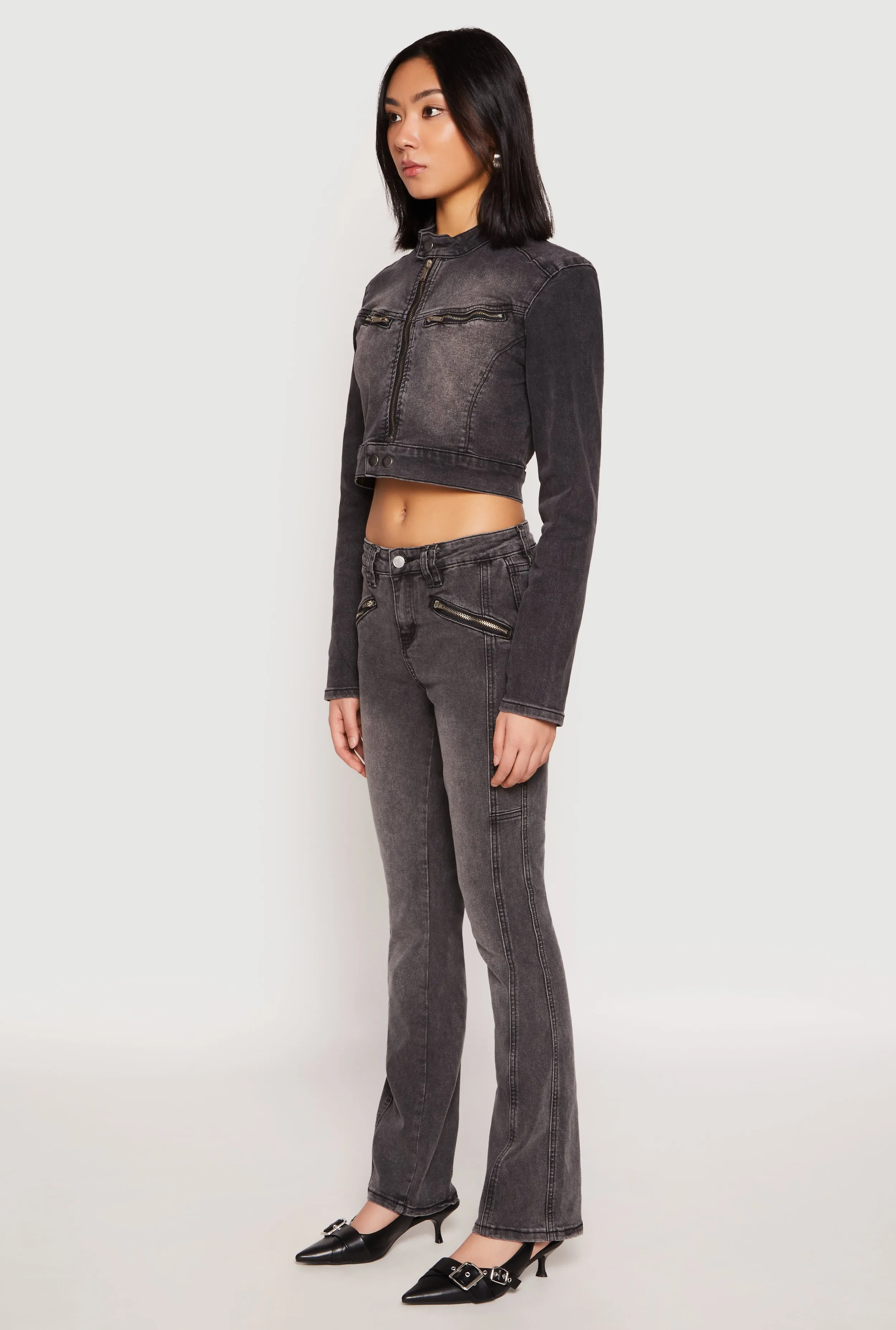 Almost Famous Denim Moto Cropped Jacket