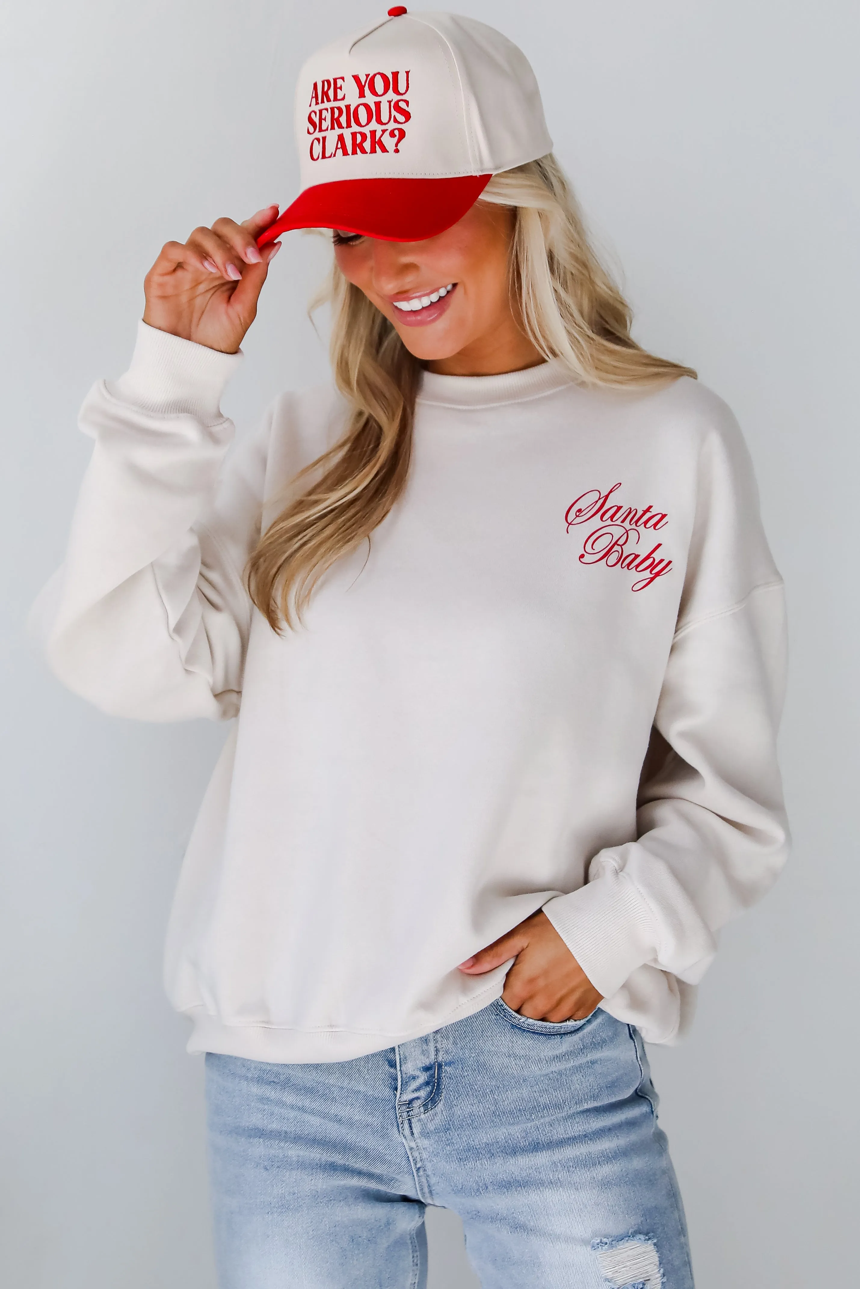 Beige Santa Baby Sweatshirt