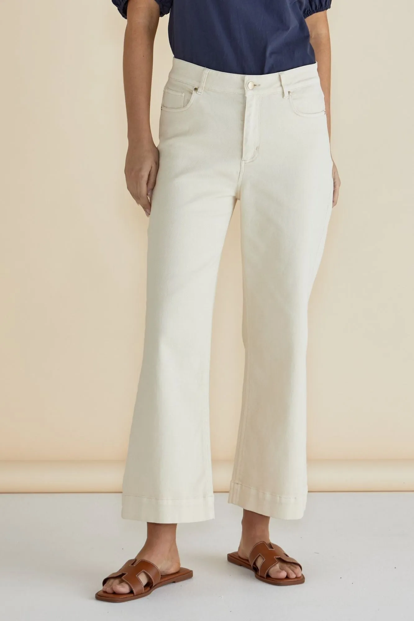 Betty Basics Willow Wide Leg Jean Off White