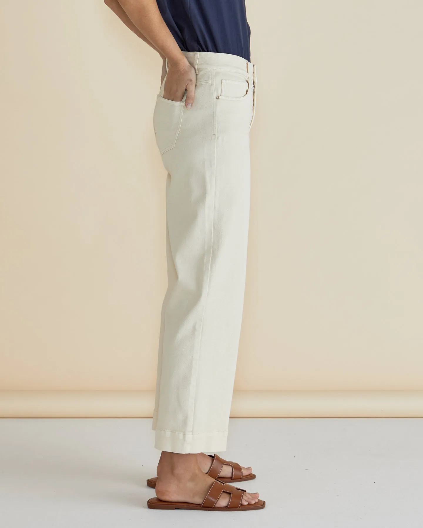Betty Basics Willow Wide Leg Jean Off White