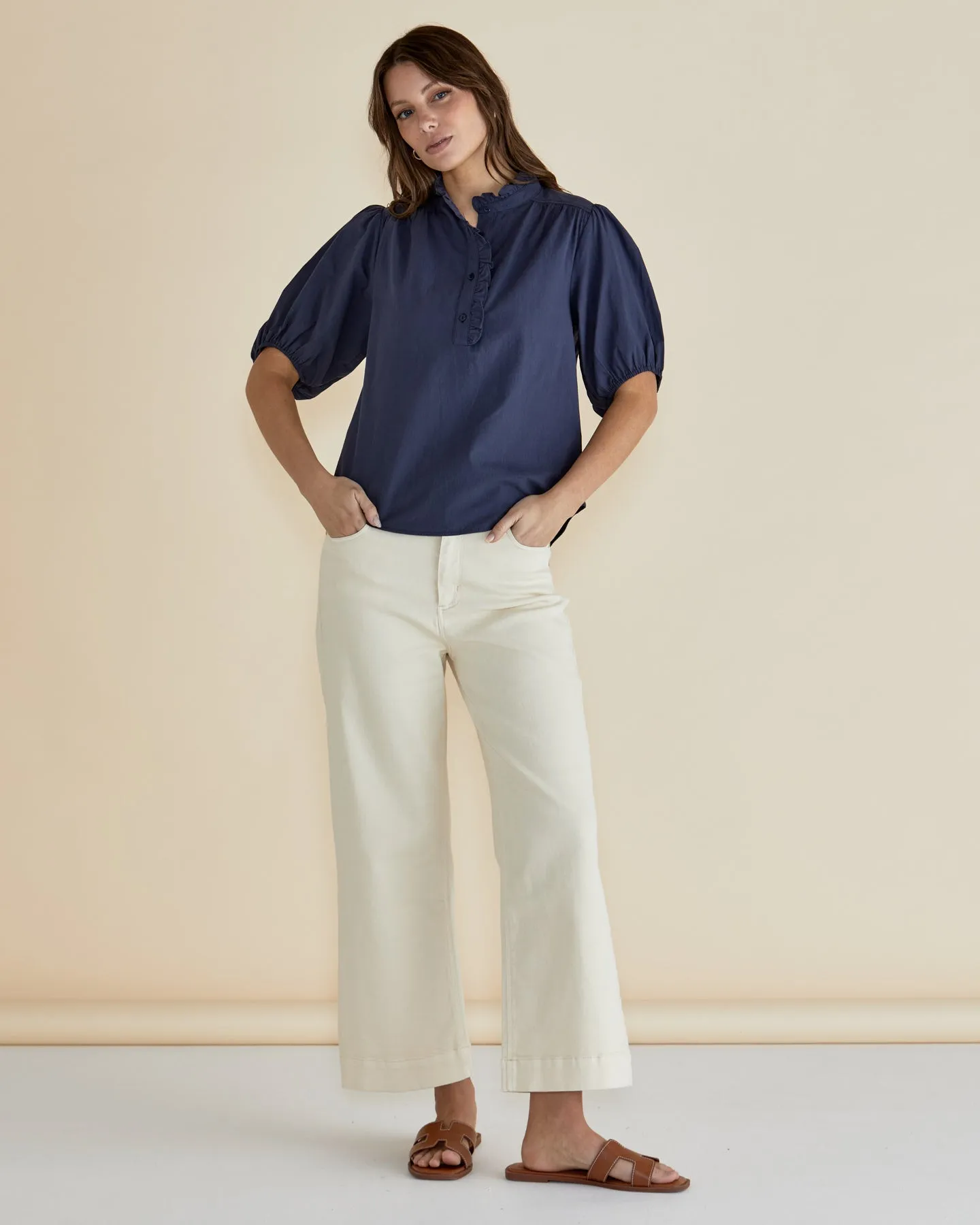 Betty Basics Willow Wide Leg Jean Off White