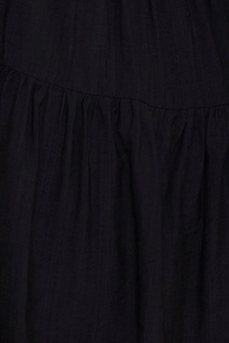 Black Fit And Flare Dress Short Sleeve Open Back