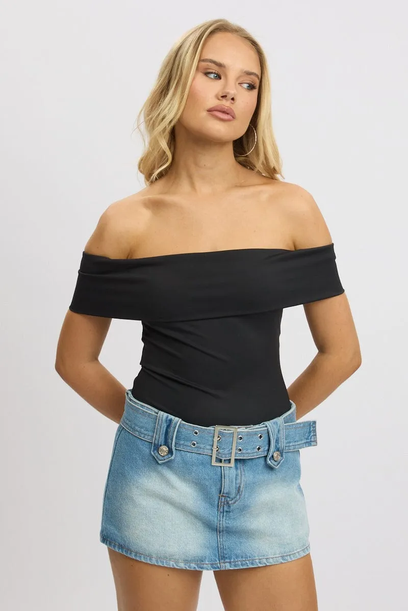 Black Off Shoulder Bodysuit