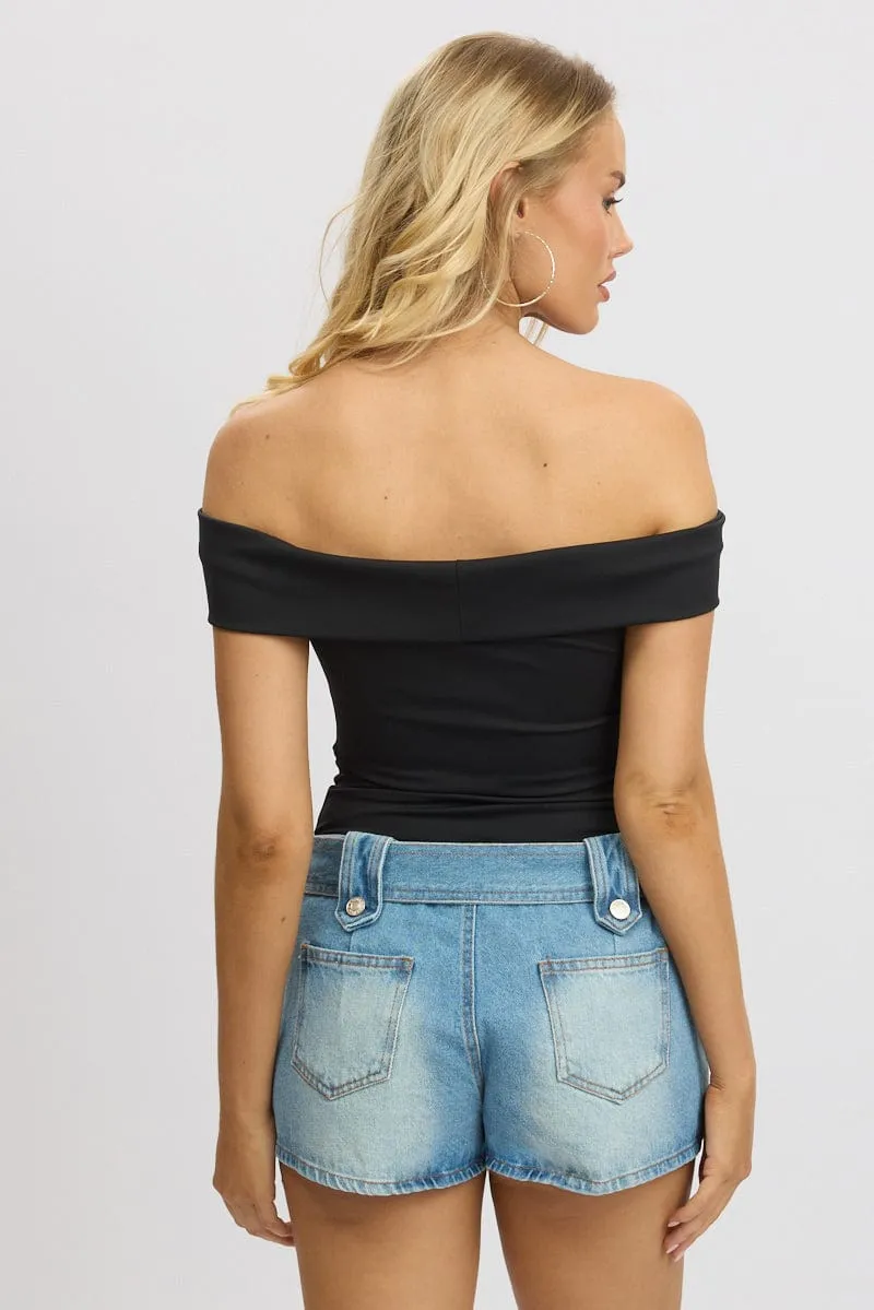 Black Off Shoulder Bodysuit