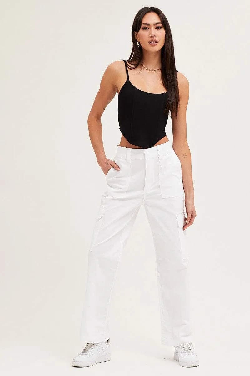 Black Rib Singlet Round Neck