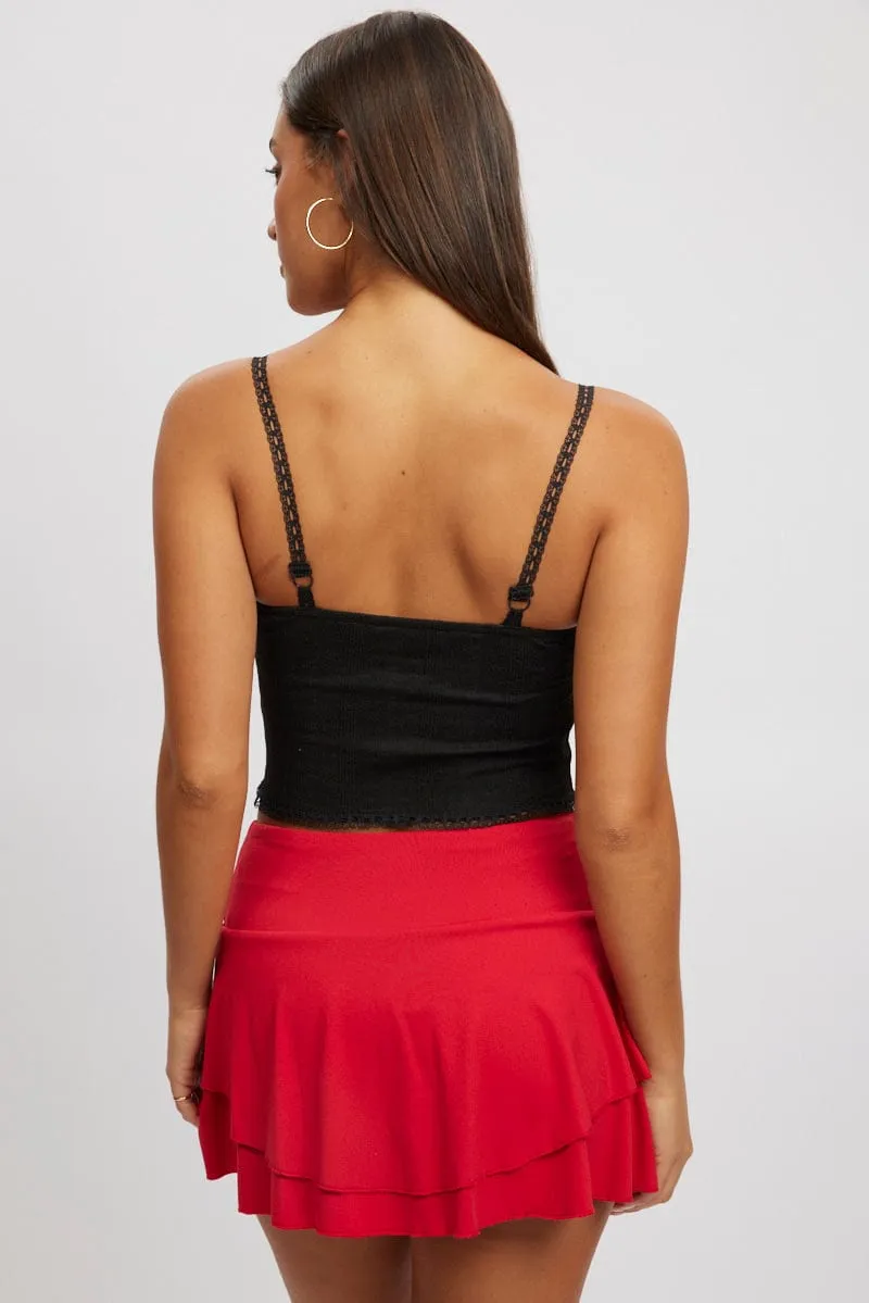 Black Singlet Top Textured