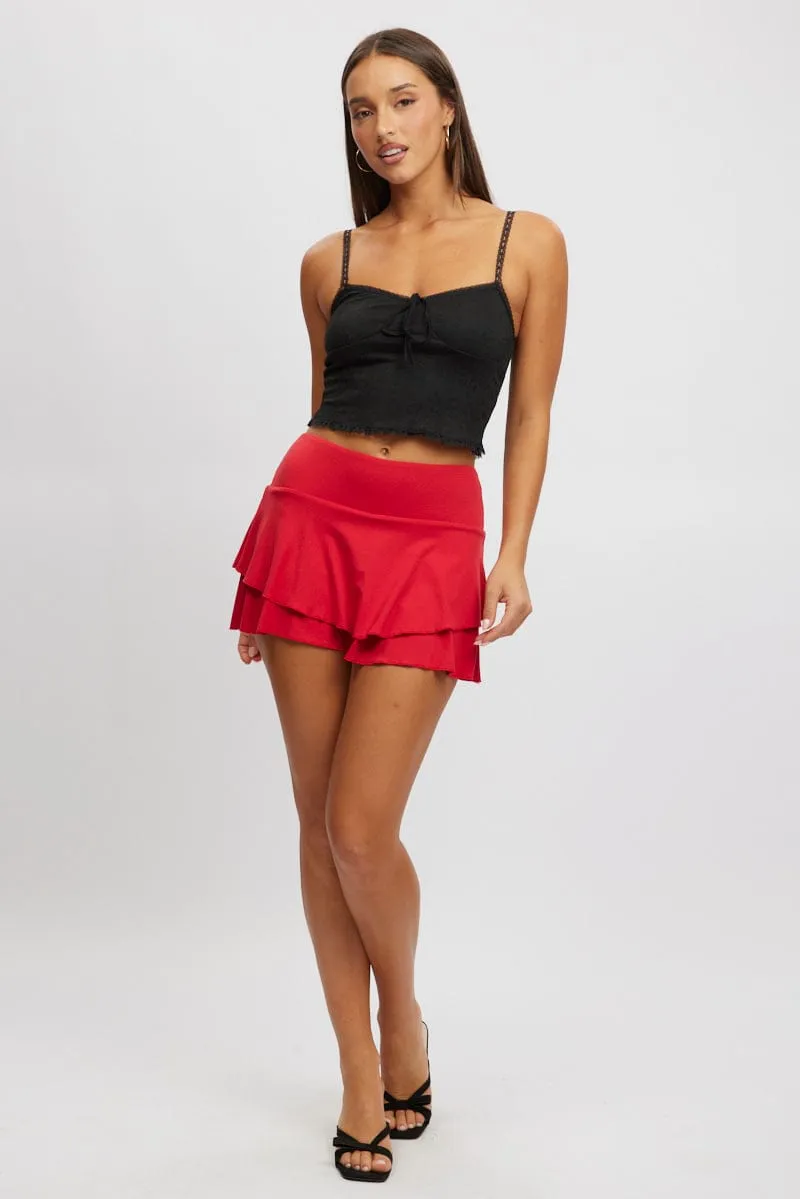 Black Singlet Top Textured