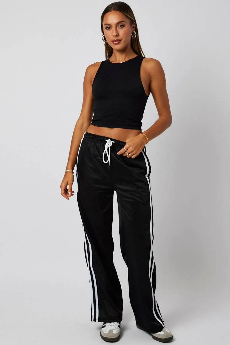 Black Tank Top Crew Neck Seamless