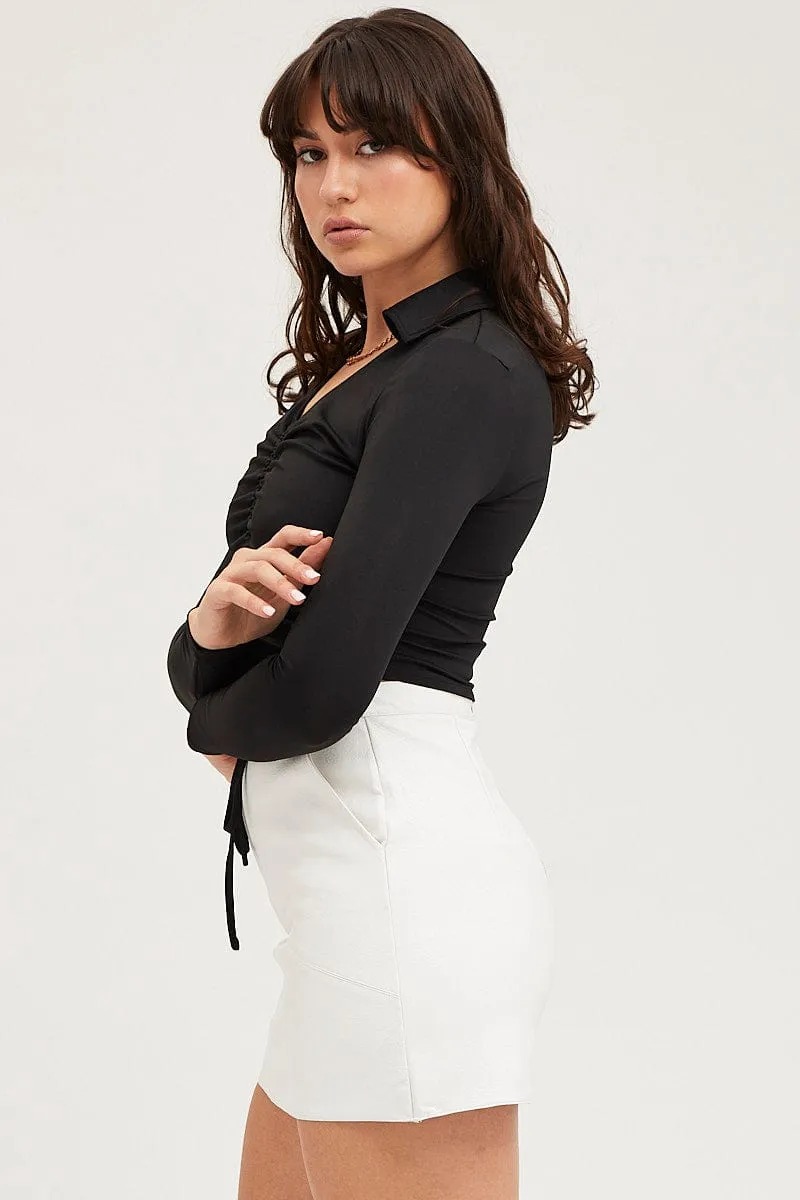 Black Tie Up Detail Long Sleeve Top