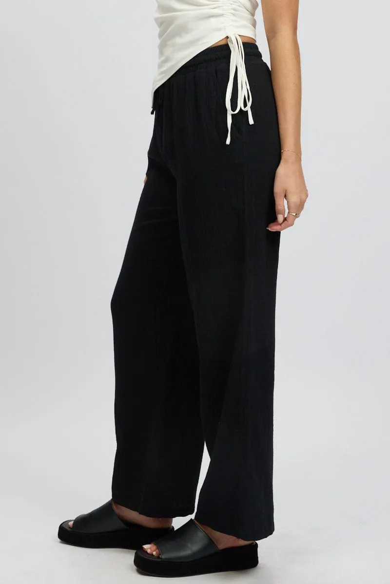 Black Wide Leg Pants Elasticated Waist