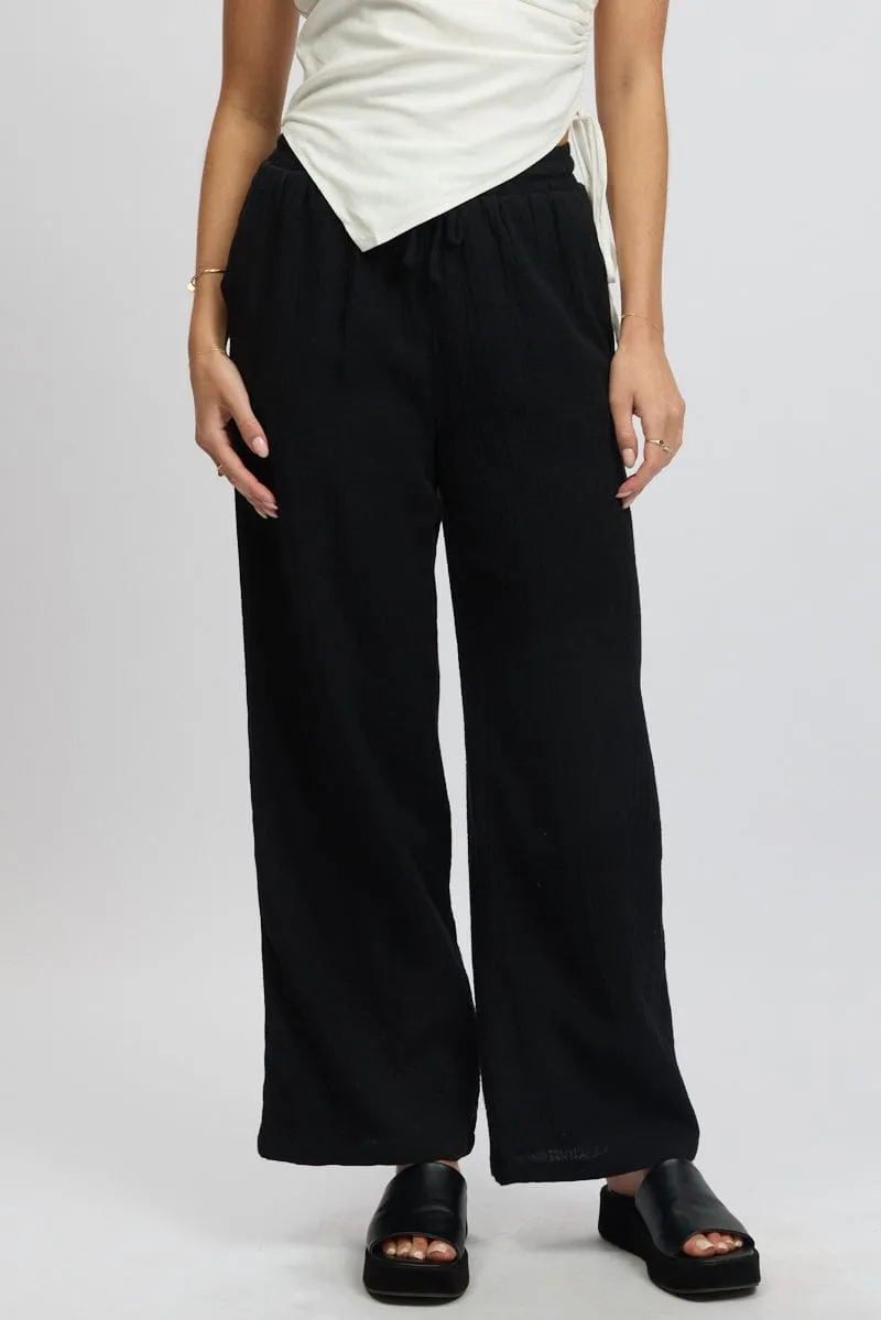 Black Wide Leg Pants Elasticated Waist