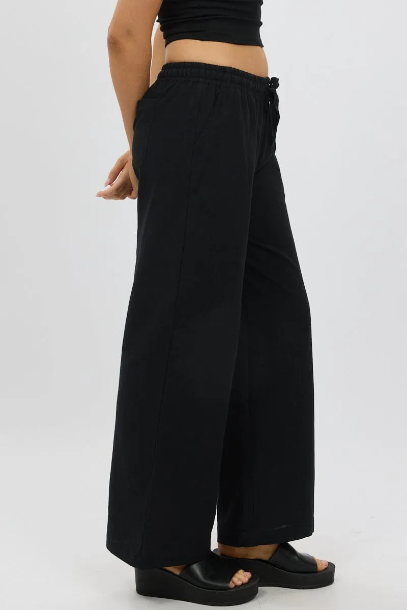 Black Wide Leg Pants Elasticated