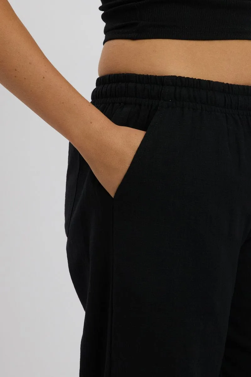 Black Wide Leg Pants Elasticated