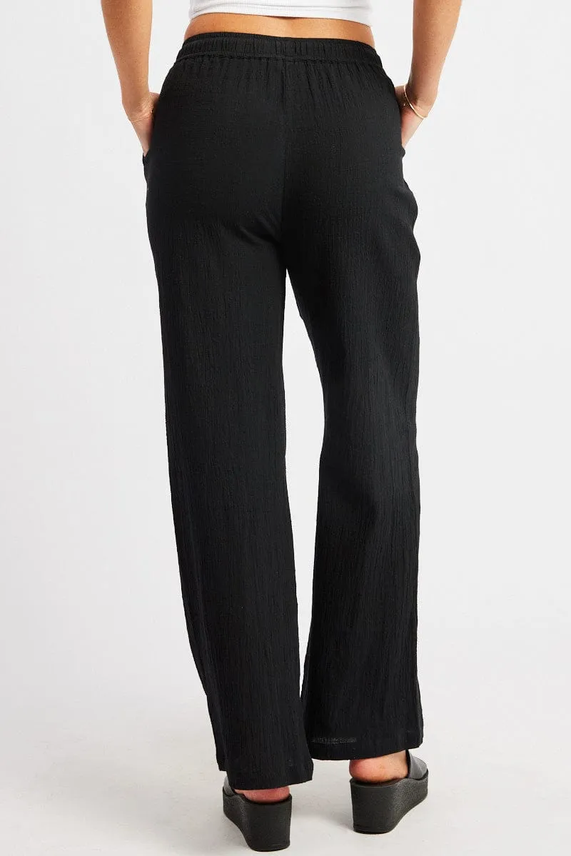 Black Wide Leg Pants High Rise
