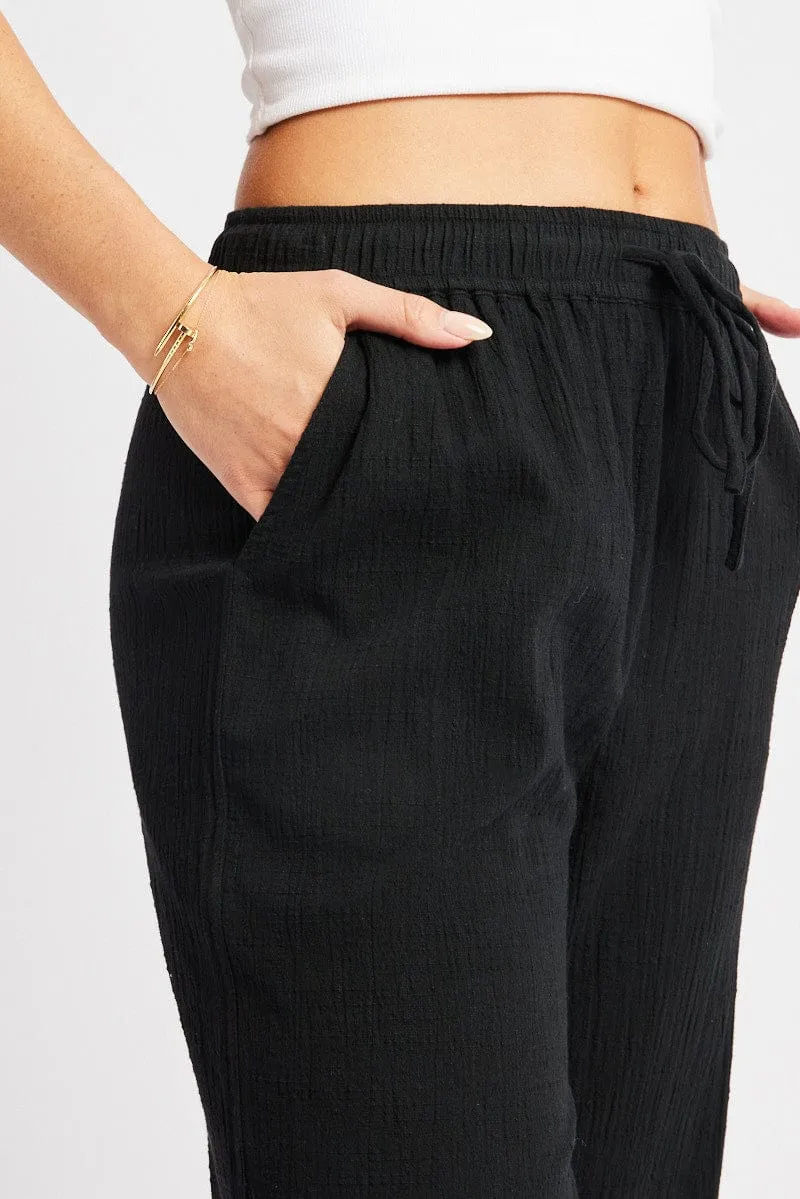 Black Wide Leg Pants High Rise