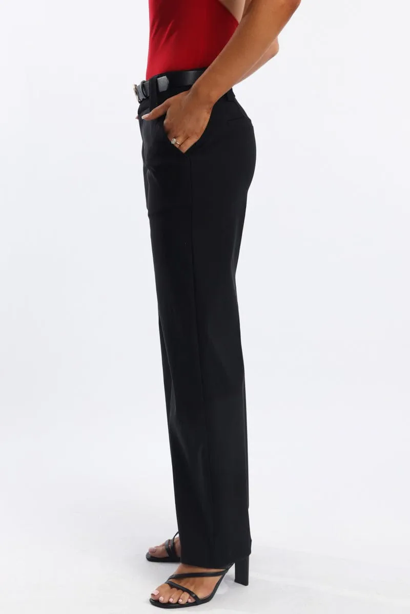 Black Wide Leg Pants Low Rise