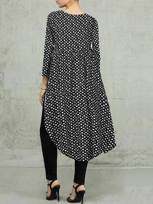 Blouse For Women O-neck Irregular Hem Loose Solid