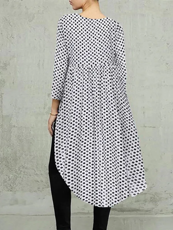 Blouse For Women O-neck Irregular Hem Loose Solid