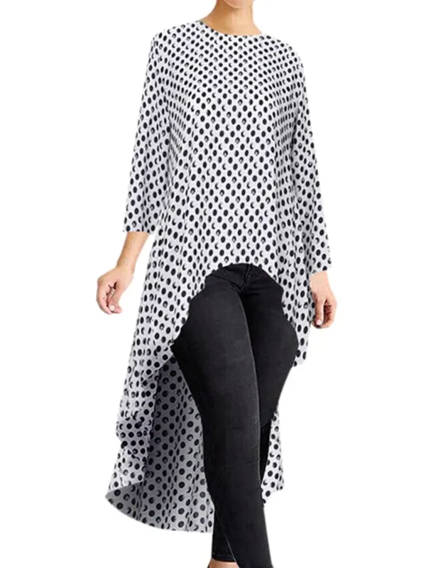 Blouse For Women O-neck Irregular Hem Loose Solid