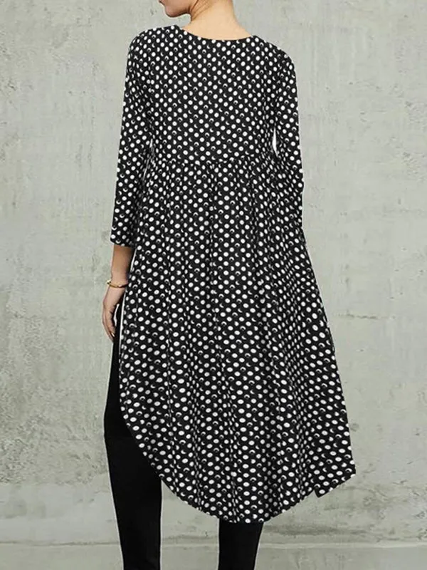 Blouse For Women O-neck Irregular Hem Loose Solid