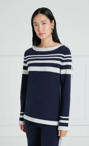 Bretton Knit Top - Navy/Ivory