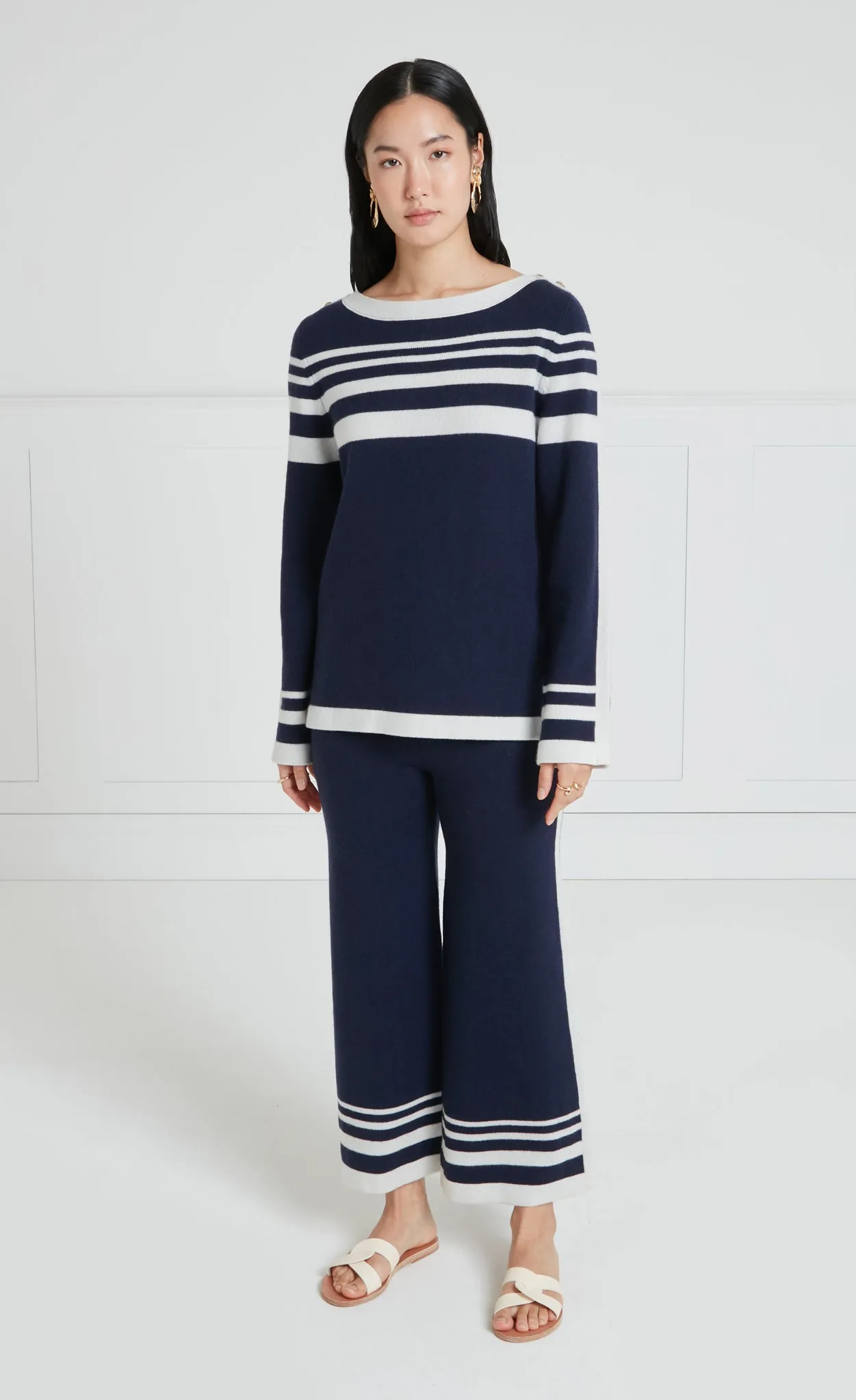 Bretton Knit Top - Navy/Ivory