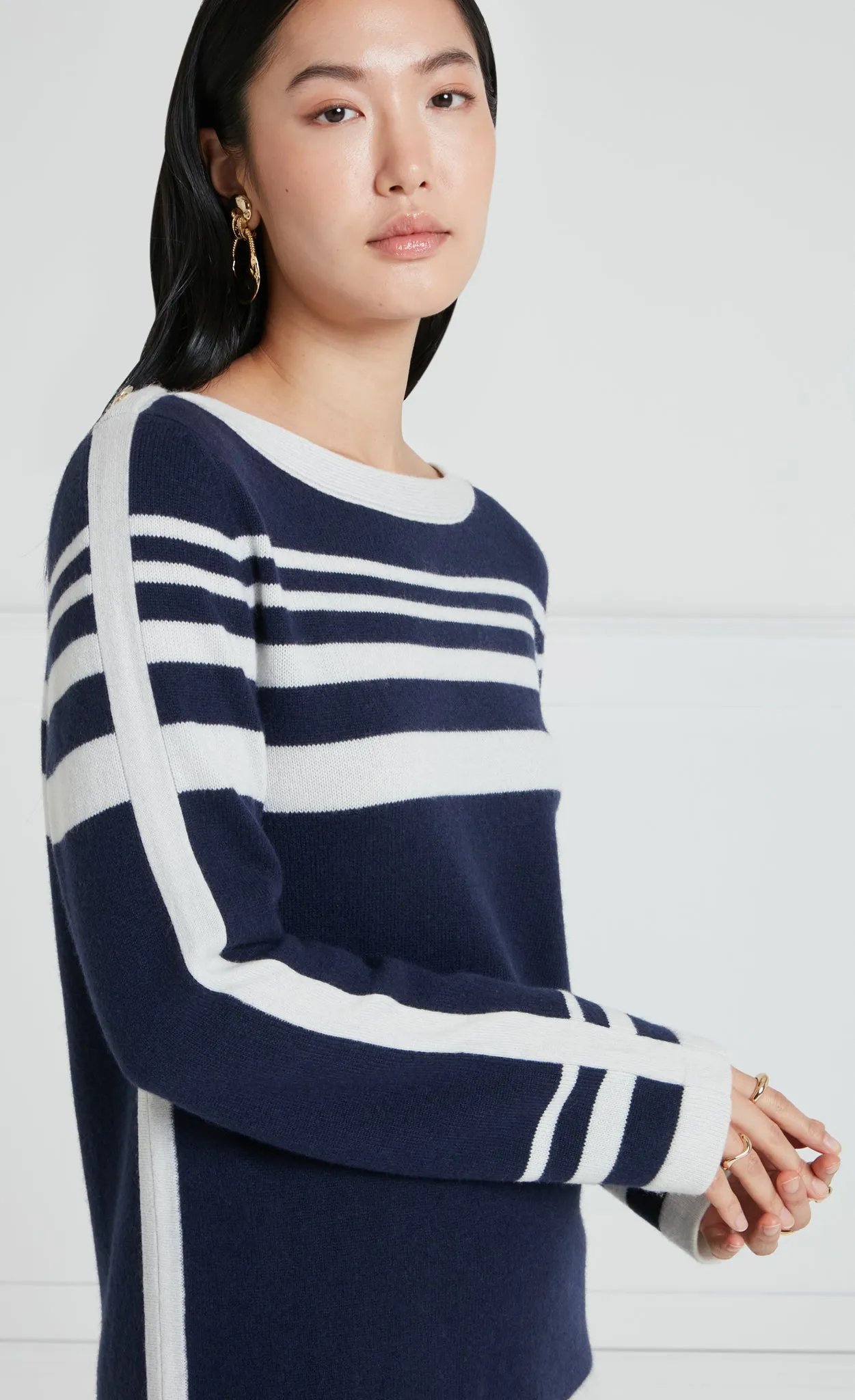 Bretton Knit Top - Navy/Ivory