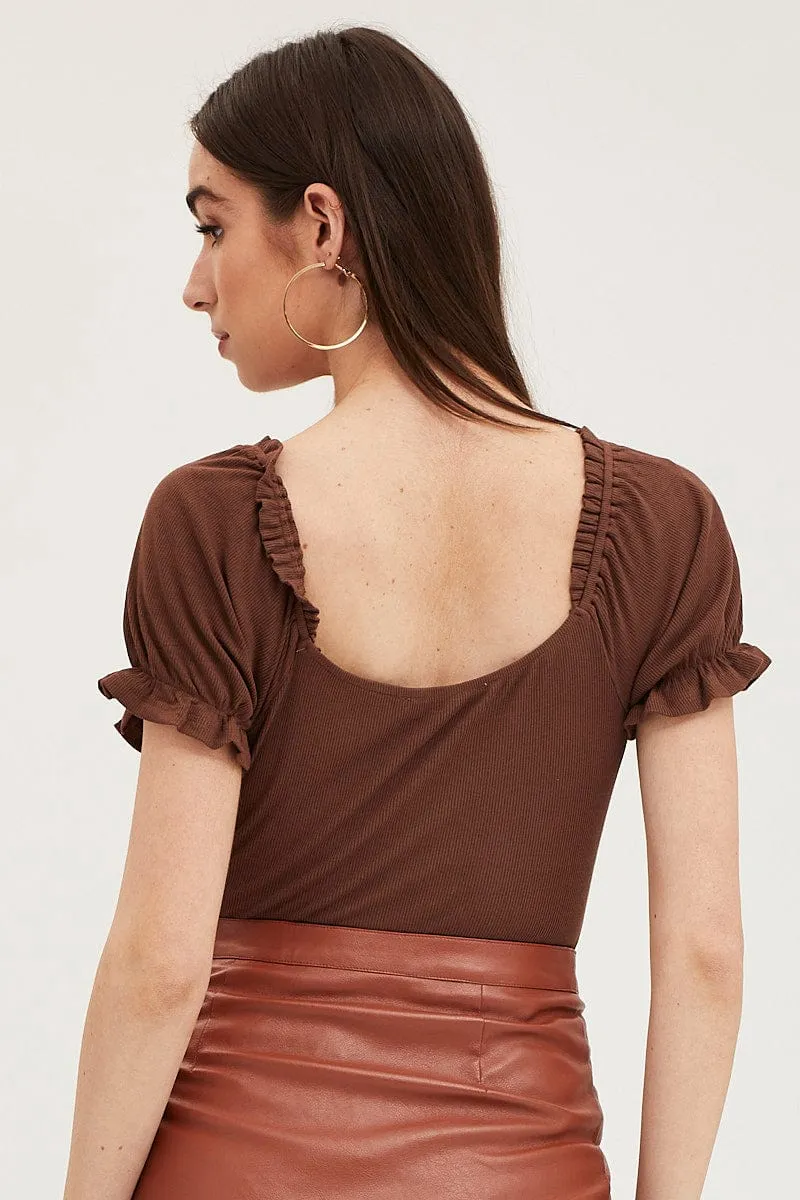 Brown Bodysuit Short Sleeve