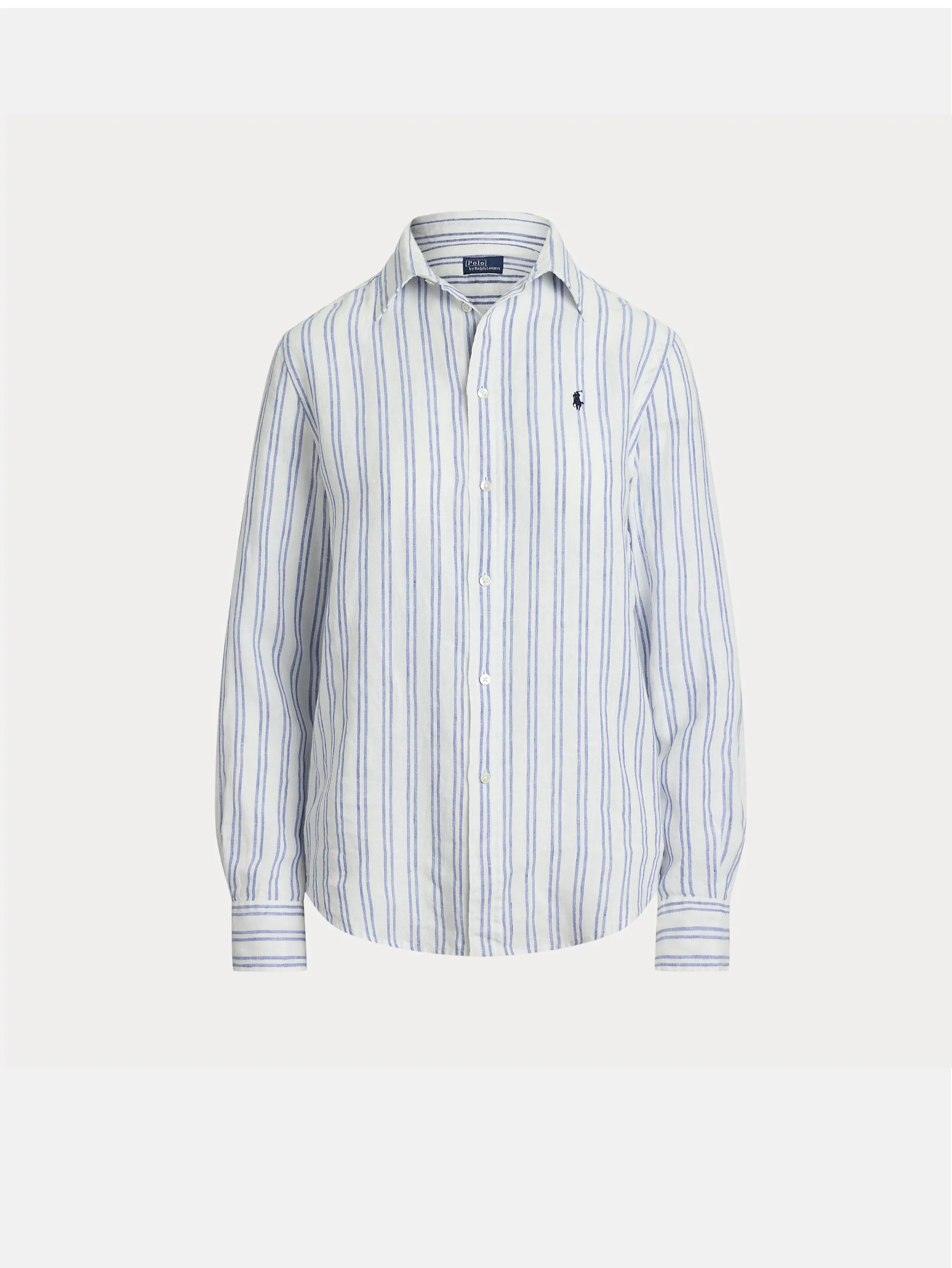 Classic Fit Striped Linen Shirt White/Blue
