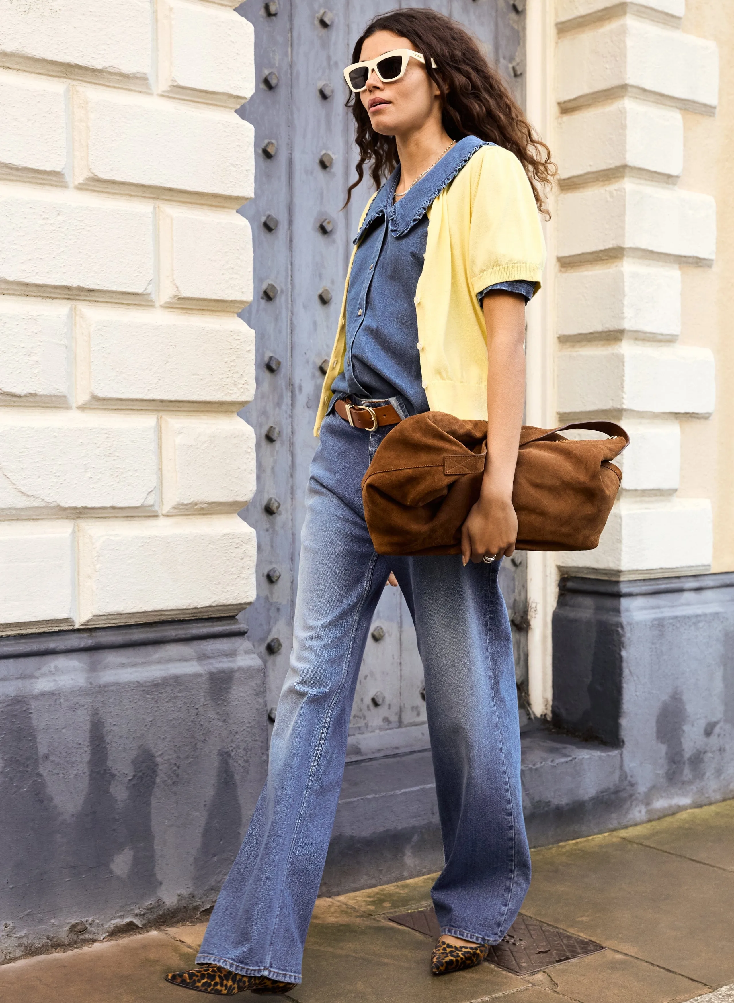 Dani Organic Cotton Denim Collar Blouse | Light Washed Indigo