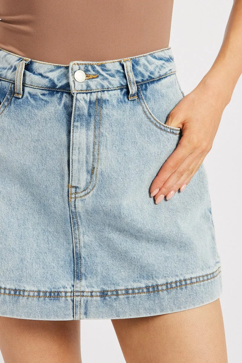 Denim Skort Skirt High Rise