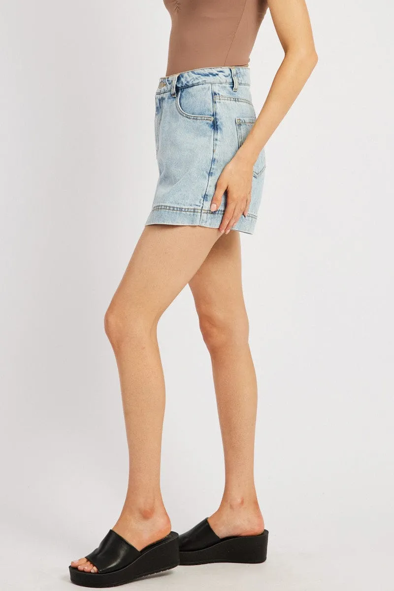 Denim Skort Skirt High Rise