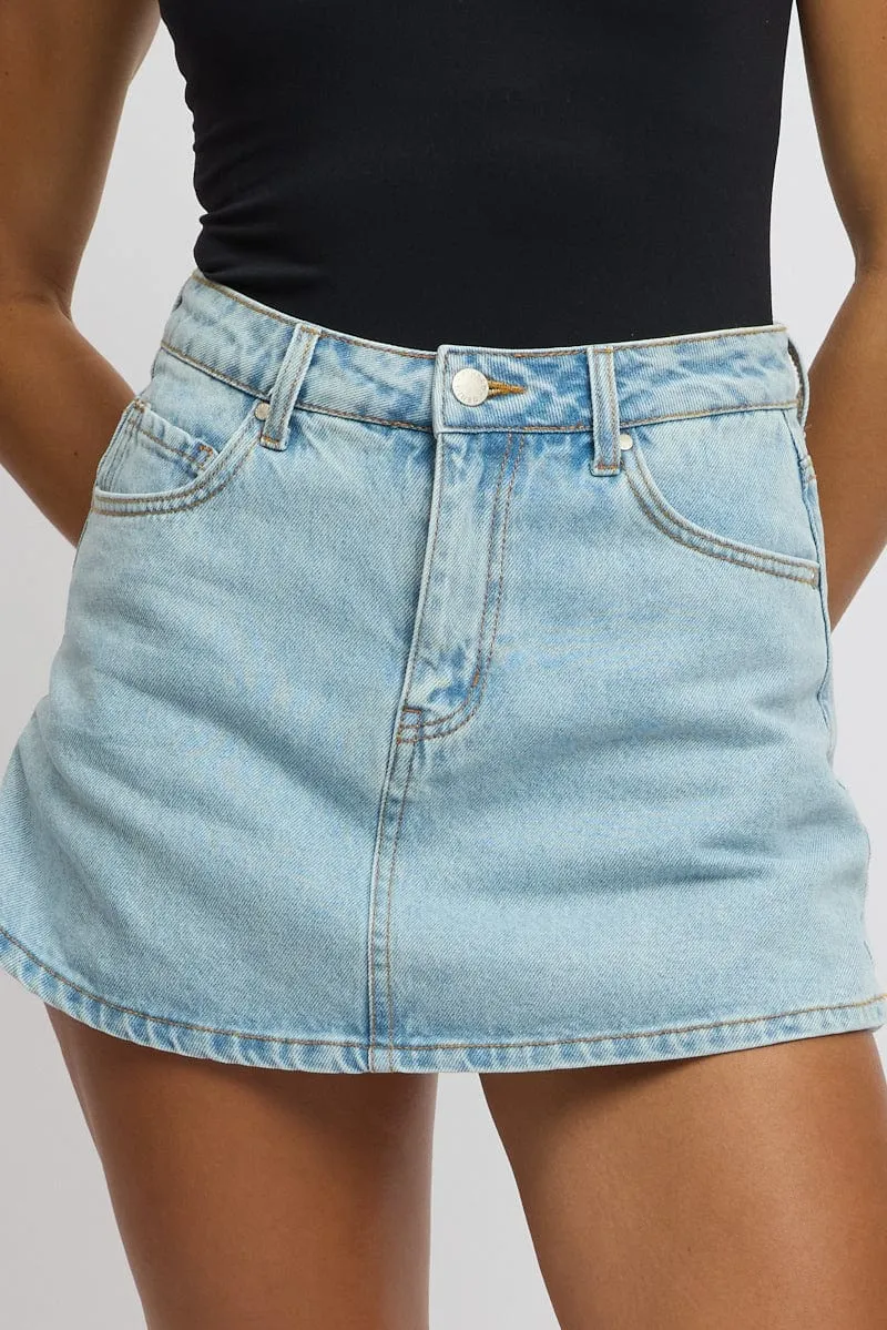 Denim Skort Skirt High Rise