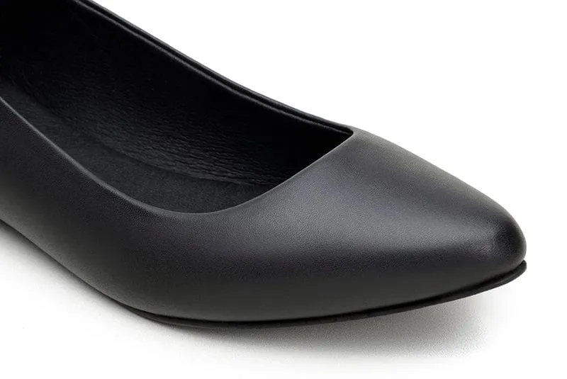 Diana Women's Vegan Leather Flat Pumps | Black