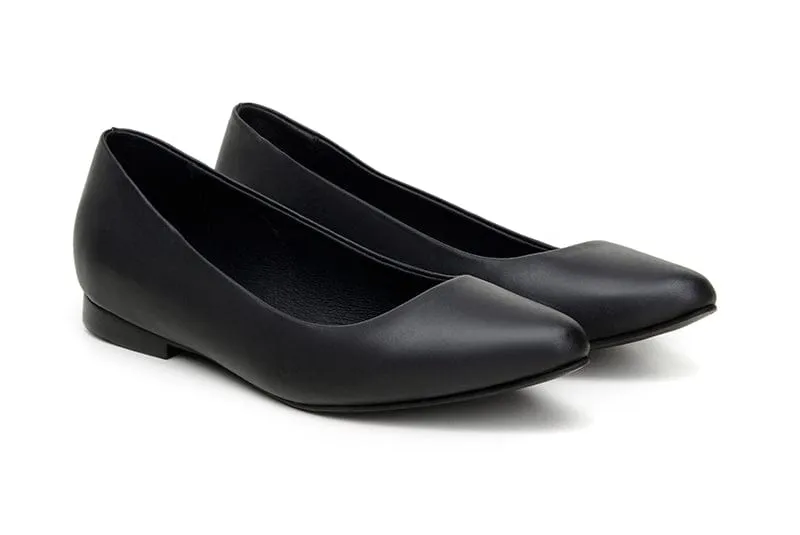 Diana Women's Vegan Leather Flat Pumps | Black