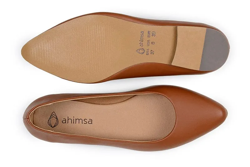 Diana Women's Vegan Leather Flat Pumps | Brown