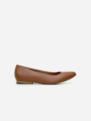 Diana Women's Vegan Leather Flat Pumps | Brown