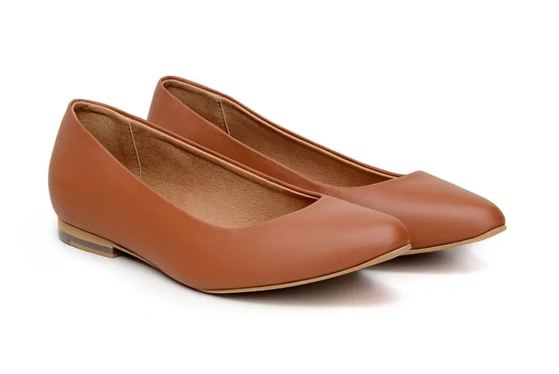 Diana Women's Vegan Leather Flat Pumps | Brown
