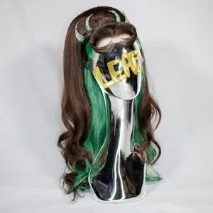 Duchess - Brown And Green Ombre Long Wavy Syntetic Lace Front Wig