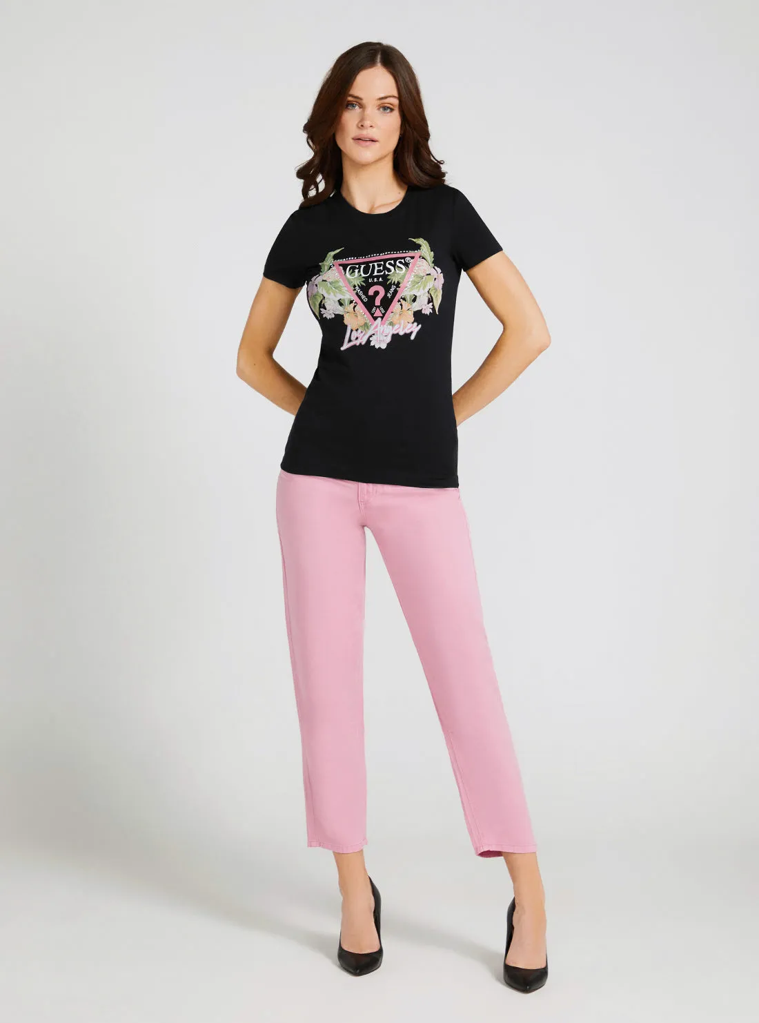 Eco Black Flowers Logo T-Shirt