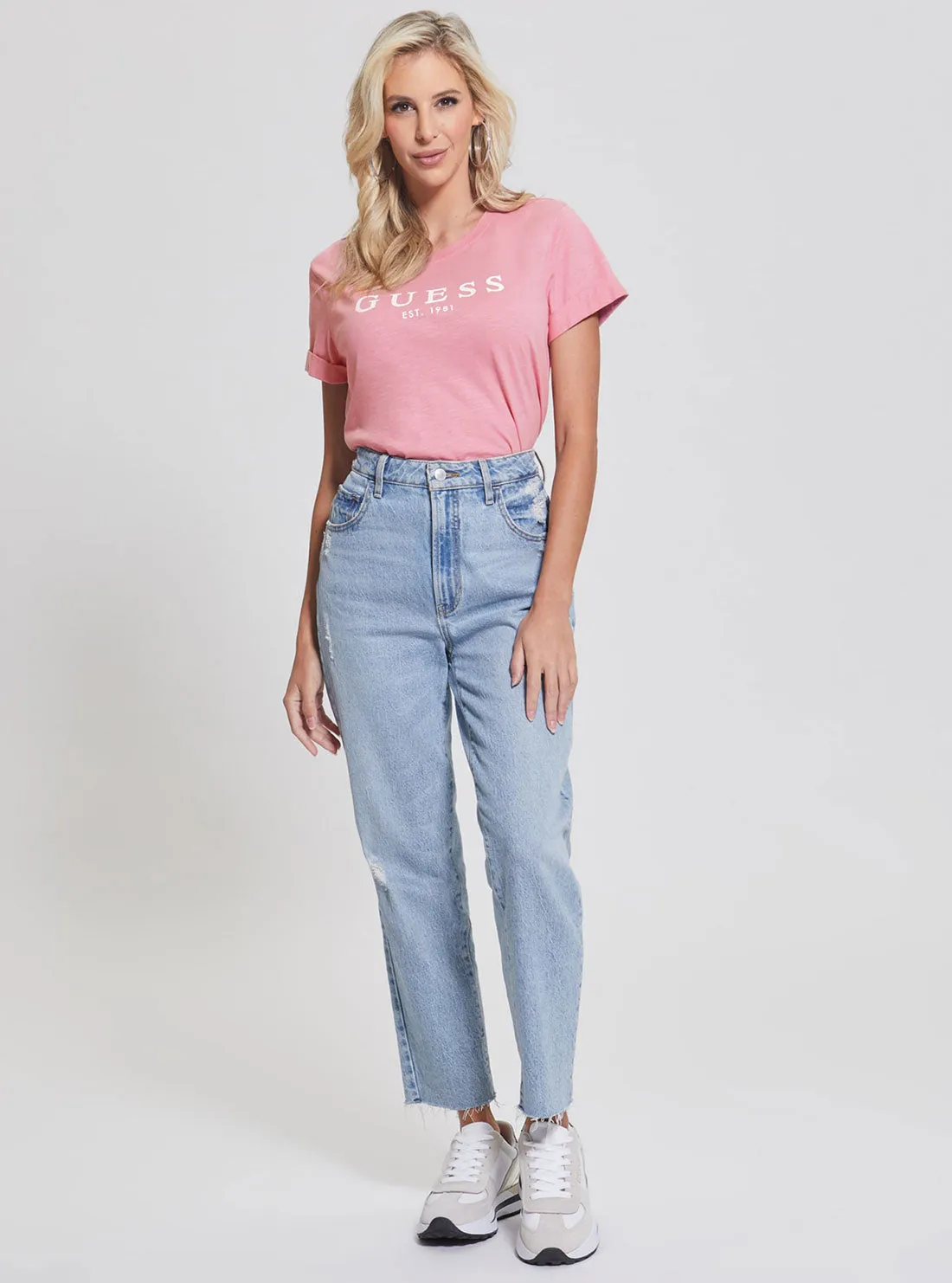 Eco Pink 1981 Roll Cuff Logo T-Shirt