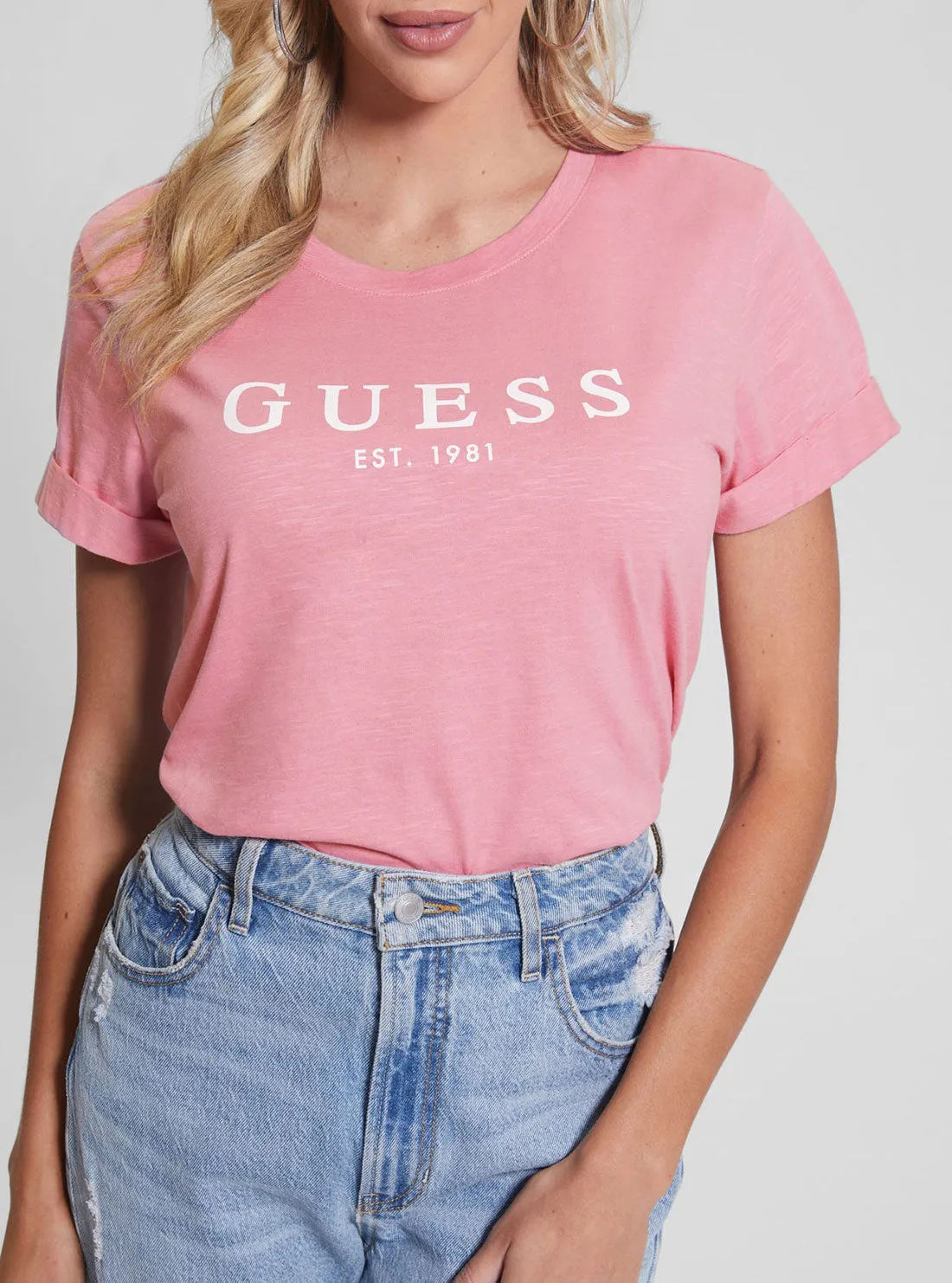 Eco Pink 1981 Roll Cuff Logo T-Shirt